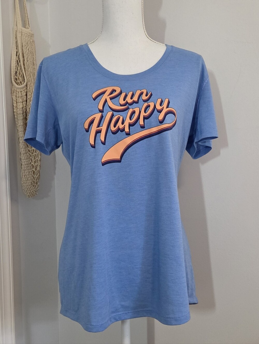 Brooks Distance Graphic Tee - Dusk Blue Run Happy Orange - Large